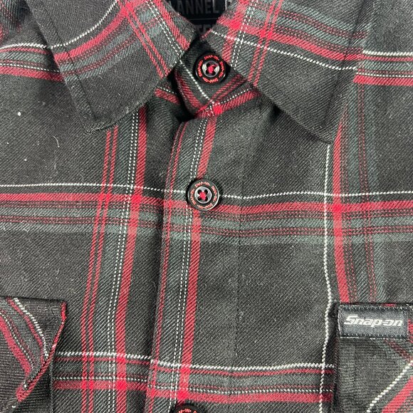 Dixxon Snap On Tool Flannel Shirt Adult Large Black Plaid Button Up Long Sleeve - Picture 7 of 16